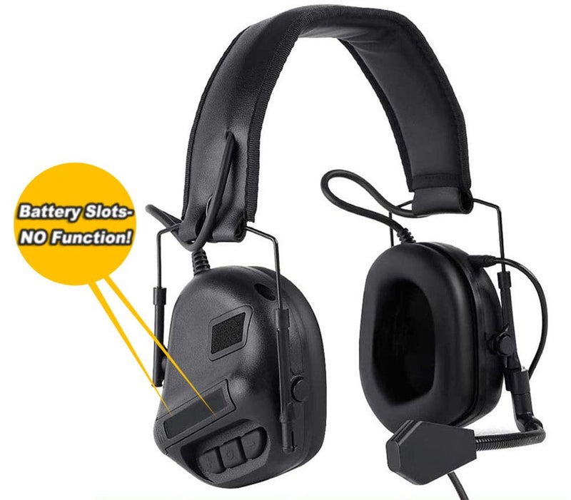 ATAIRSOFT Tactical Headset Wargame Hunting Headphone Without Noise Cancellation Function (Black) - Image 2